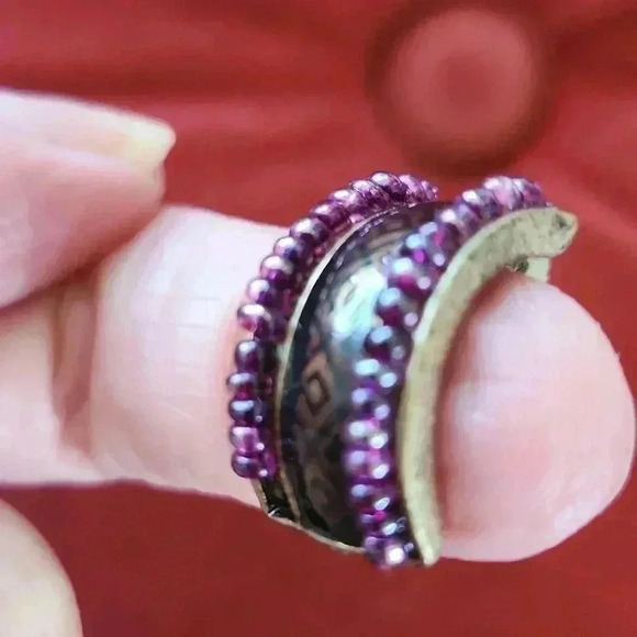 Coldwater Creek Half Hoop Beaded Aztec Pattern Earrings - Picture 8 of 8